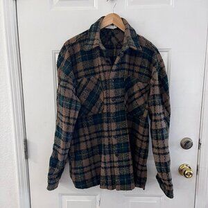 MNML Men's Over-Sized Warm Loose Woven Flannel Plaid Shirt/Shacket Sz Med